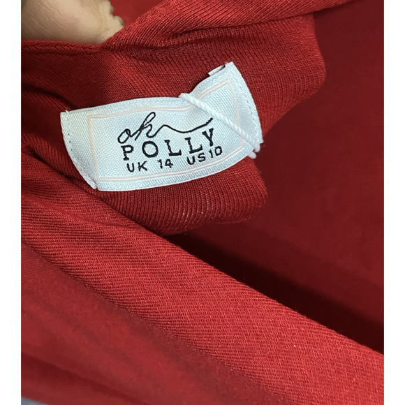 Oh Polly Jumpsuit Womens Sz 10‎ Red Plunge Back Wide Leg Stretch Sexy Party NWT - Picture 6 of 11